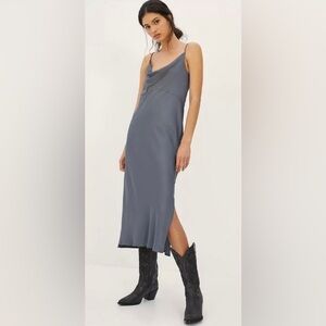 NWT Anthropologie The Elyse Slip Dress in the color Carbon XS